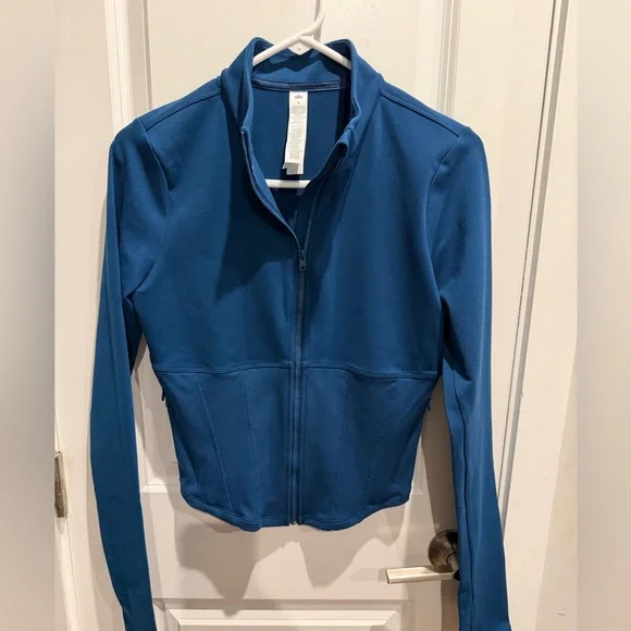 Alo Yoga Airbrush Corset Full Zip Jacket Size M Eclipse Blue - Picture 14 of 14